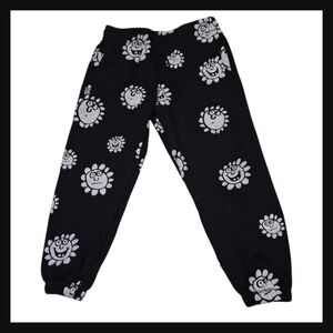 Keith Haring x Shoe Palace Sun Face Smiley Flowers Black Sweatpants Size Medium
